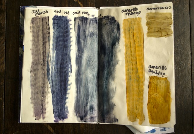 Pre ironing; choosing color palette. Colors change when ironed.