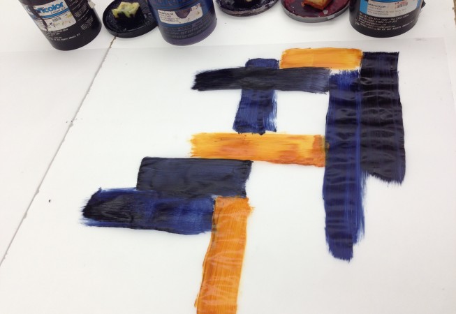 Brush strokes in process.